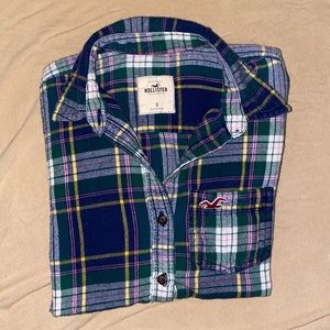 Hollister Navy, Green, & Pink Flannel